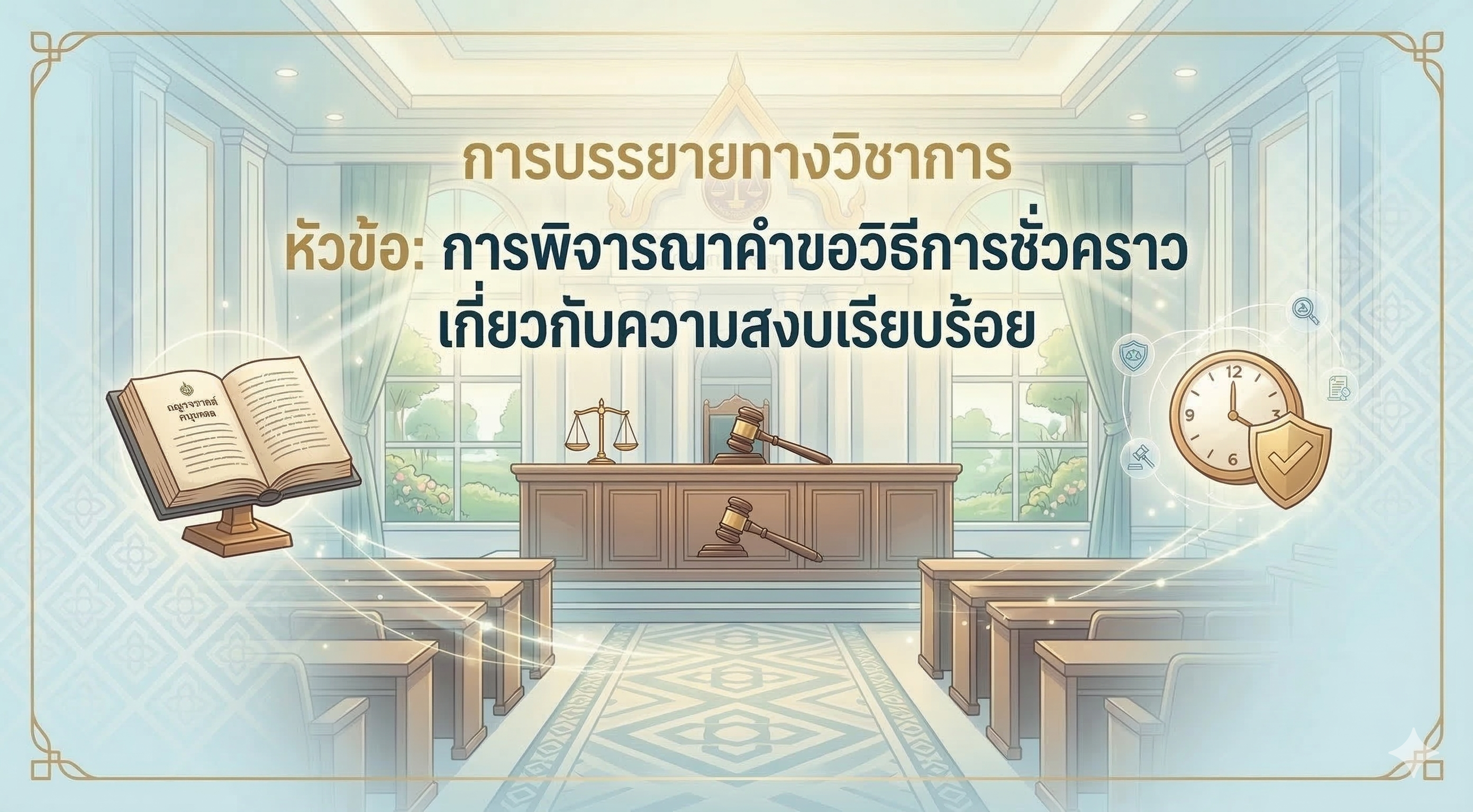 การบรรยายทางวิชาการหัวข้อการพิจารณาคำขอวิธีการชั่วคราวเกี่ยวกับความสงบเรียบร้อย OAC276